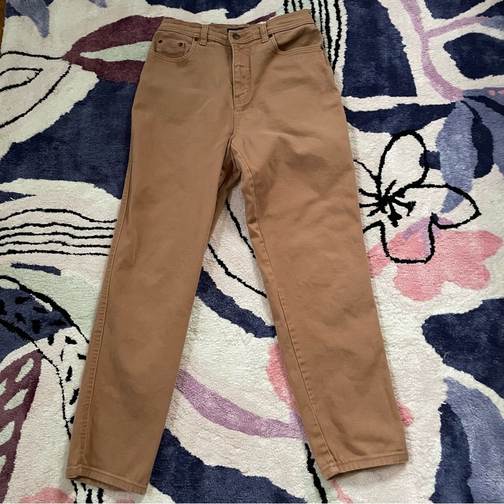Bill Blass high waisted straight leg jeans caramel brown tan women's 6